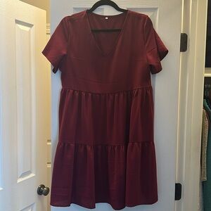 Women’s Maroon short sleeve v-neck dress in size medium